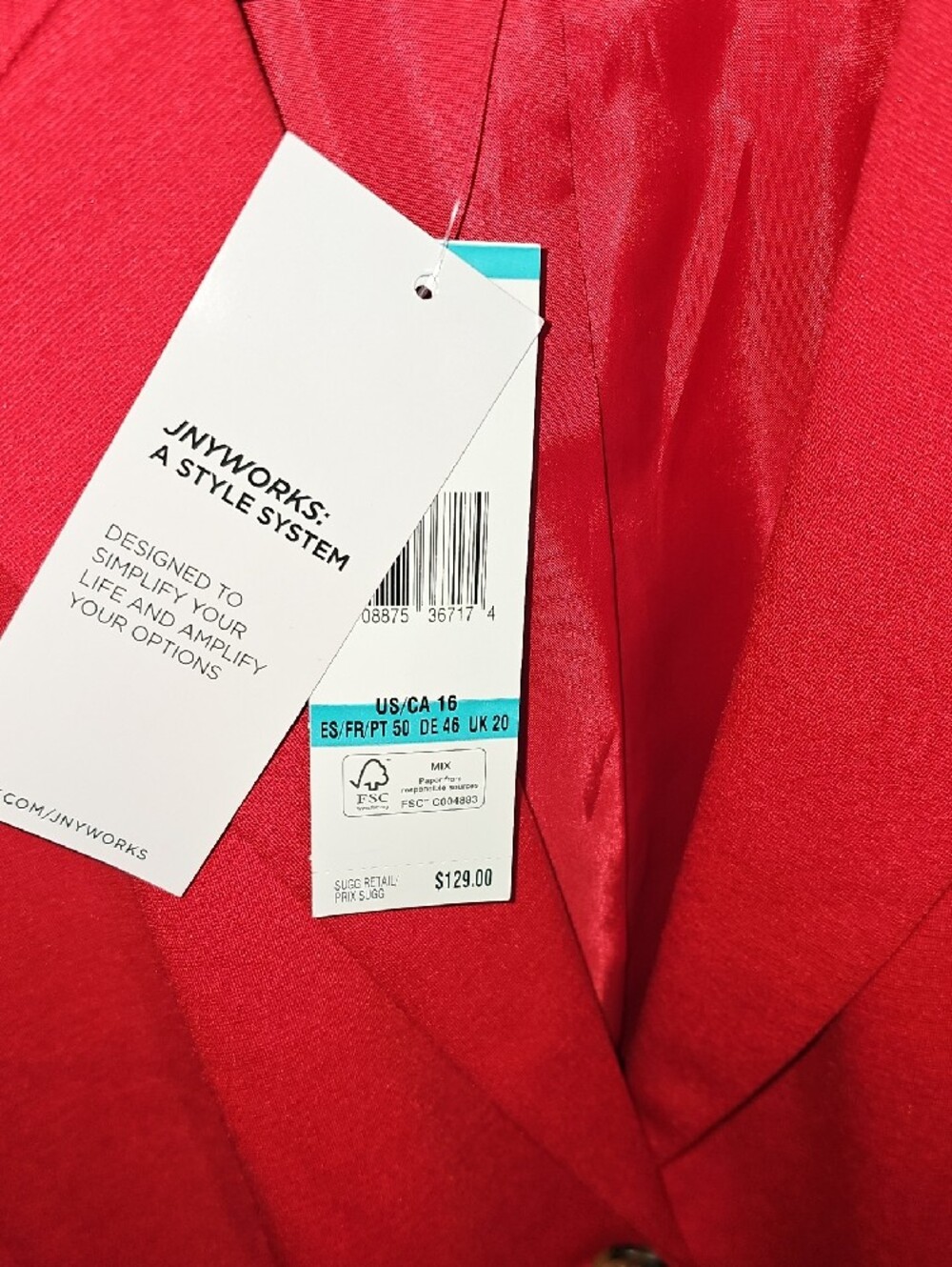 Jones New York Red Women's Stretch Jacket Size 16. NWT - Picture 5 of 10